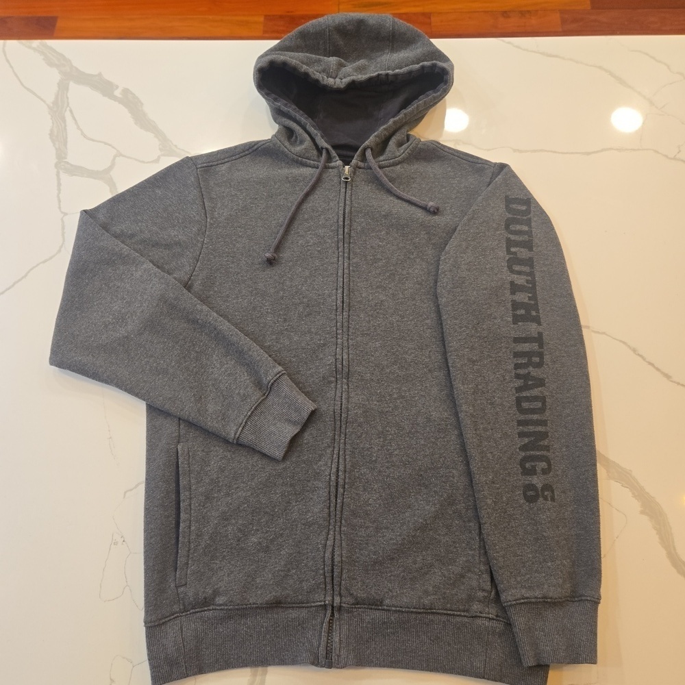Duluth Womens Relaxed Fit Full Zip Logo Hoodie Jacket Sweatshirt Gray Small